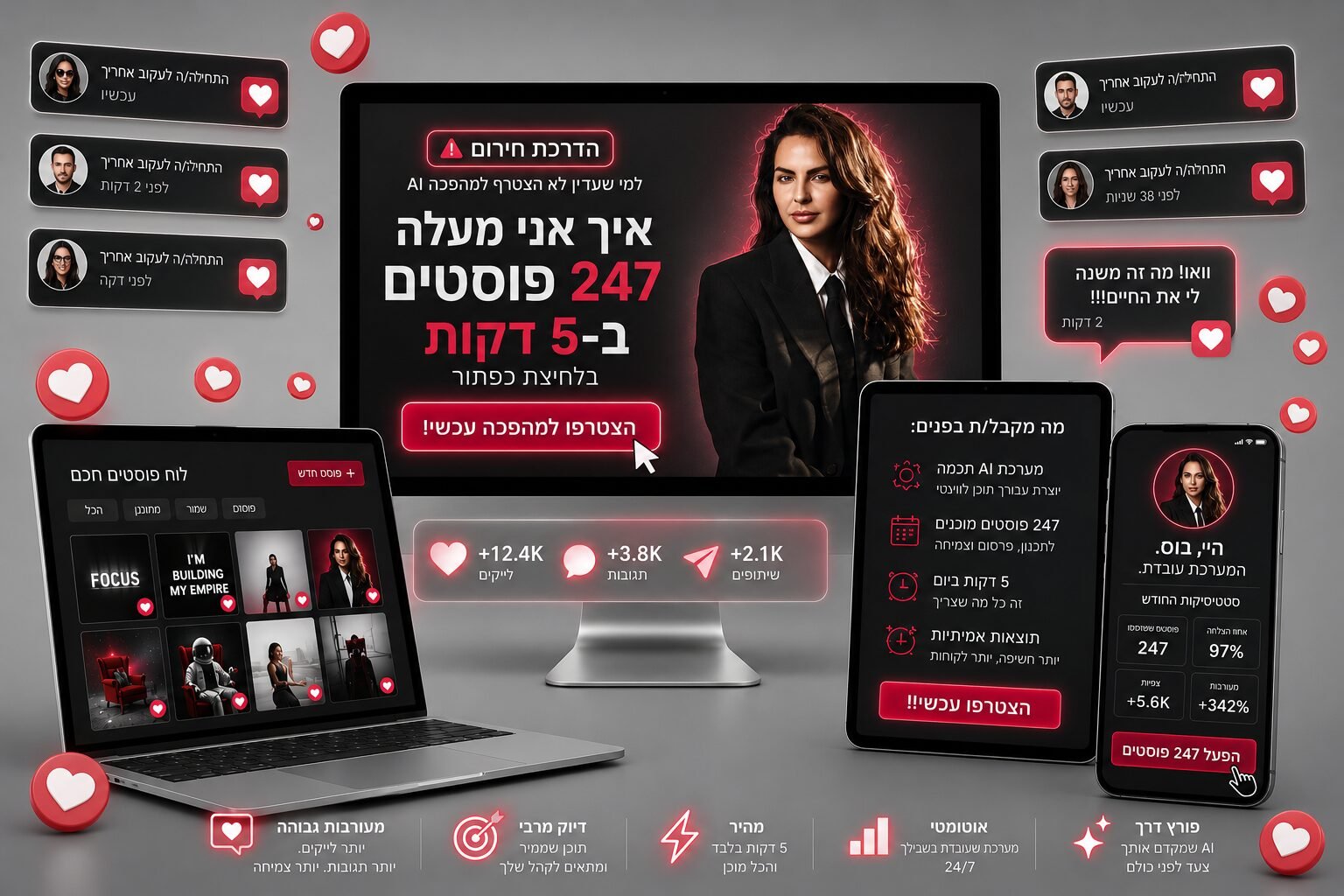 איך אני מעלה 247 פוסטים ב-5 דקות בלחיצת כפתור - סוכן AI לסושיאל